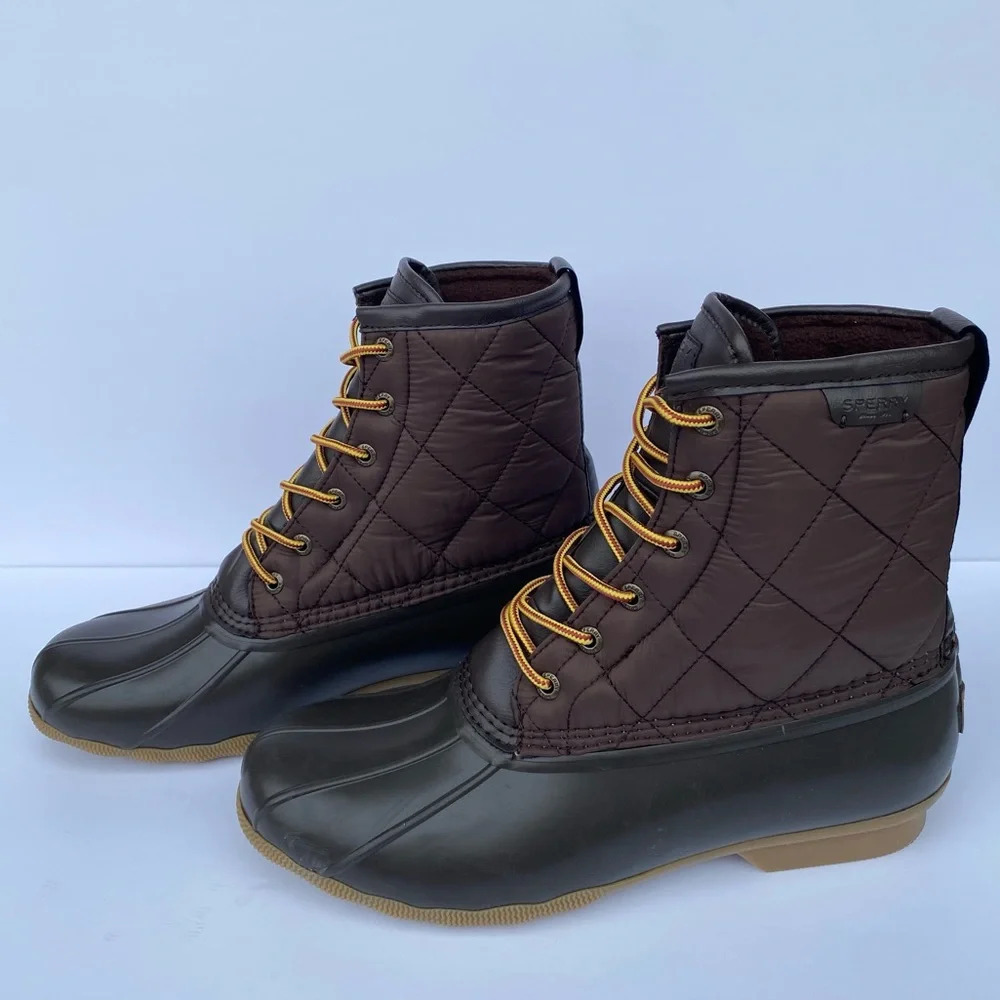 Sperry Men Top Sider Saltwater Nylon Brown Duck Boots quilted size 11